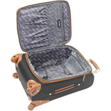 Steve Madden Designer Luggage Collection - Expandable 24 Inch Softside Bag - Durable Mid-sized Lightweight Checked Suitcase with 4-Rolling Spinner Wheels (Global Black)