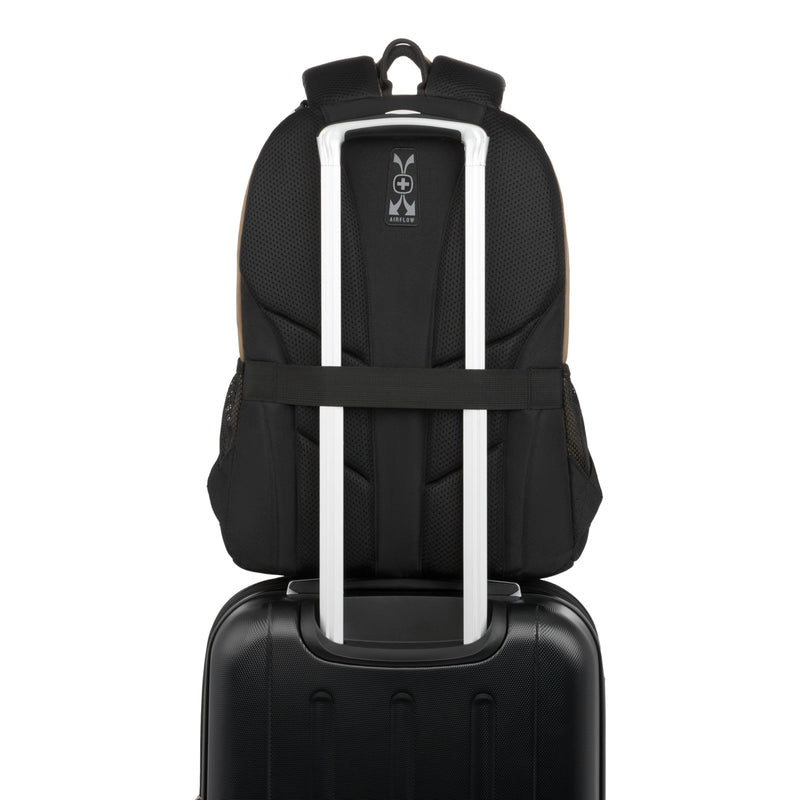 SWISSGEAR Cecil 18-Inch Laptop Backpack Fits 16-Inch Laptop, Travel Daypack with Organizer Pockets, Water Bottle Holders & Padded Straps – Pastel Brown/Black