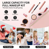 senbowe Travel Makeup Bag, Large Capacity Cosmetic Bags for Women,Portable Waterproof Leather Toiletry Bag Make Up Organizer Bag with Divider and Handle