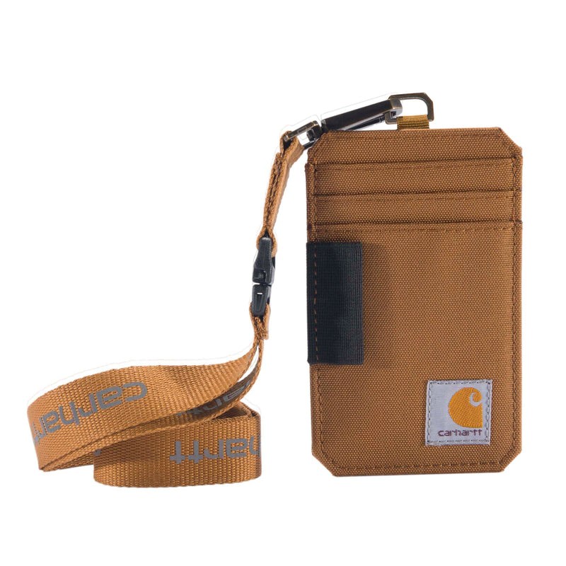 Carhartt 700D Nylon Duck ID Holder and Lanyard, W/Mesh ID Window for Quick Access, Carhartt Brown
