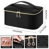 senbowe Travel Makeup Bag, Large Capacity Cosmetic Bags for Women,Portable Waterproof Leather Toiletry Bag Make Up Organizer Bag with Divider and Handle