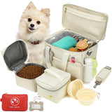 Pmpete Pet Travel Bag, Large Beige Dog Carrier with Multiple Compartments and Adjustable Straps, Dog Suitcase for Weekend Camping, Pet Diaper Bag for Travelling(Beige)