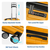 KYME Carry On Luggage 22x14x9 Airline Approved,Hardshell Carry On Suitcase With Tsa Lock,Small Suitcases with Wheels,Travel Luggage for Men Women,Expandable Carry-On 20 Inch,Yellow