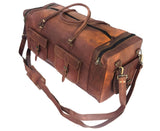KK's 30 Inch Real Goat Vintage Leather Large Travel Duffel Luggage Handmade, Gym, Hiking vintage brown Holdall Carry All Genuine Duffel Bag, Size 30