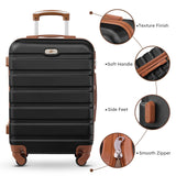 Suitour 4 Piece Luggage Sets, Hard Shell Suitcase Set with Spinner Wheels 16 20 24 28inch Travel Sets(Black Tan)