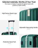 Hanke 24 Inch Checked Luggage Front Opening Rolling Suitcase Hard Sided Luggage with Spinner Wheels Travel Luggagefor Woman Men.(Dark Green)