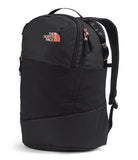 The North Face Women's Isabella Transit Backpack | Commuter Travel Bag with 16" Laptop Sleeve, Water-Repellent Finish, Women-Specific Fit, TNF Black Light Heather/Burnt Coral Metallic-NPF, One Size