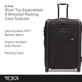 TUMI - Alpha Medium Dual Access Expandable 4-Wheeled Checked Luggage - Zipper Expansion - Durable Ballistic Nylon - Medium Capacity Suitcase with TSA Lock - Dark Black