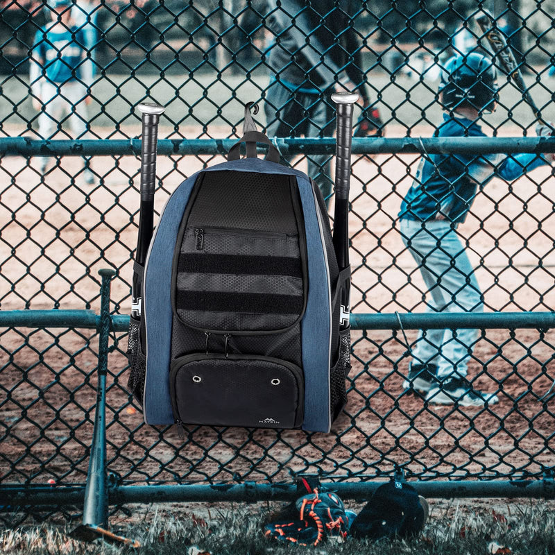 MATEIN Baseball Bag, Lightweight Softball Bags with Shoes Compartment for Men, Large Capacity Baseball Backpack for Adult with Fence Hook Hold 4 Tee Ball Bats, Batting Glove, TBall Gear, Helmet