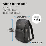 Kensington Triple Trek Slim Laptop Backpack for MacBooks, Chromebooks, Tablets & Ultrabooks up to 13-Inch-14-Inch (K62591AM), Black, 11.4" W x 15.55" H x 5.51" D