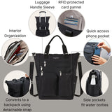Baggallini All Set 3 in 1 Tote Backpack - 15"x10.5" Lightweight Travel Bag w/RFID Phone Wristlet