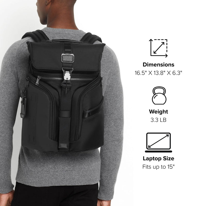 TUMI - Alpha Bravo Logistics Backpack - Front-Flap Design - Everyday Travel and Commute Bag - Fits Up to 15" Laptop - 17.0" X 13.0" X 6.75" - Black
