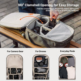 PGYTECH OneGo Lite 22L Camera Backpack Water-Resistant DSLR/Mirrorless Bag for Sony/Canon/Fujifilm, Drone Backpack, Tripod Mount Travel & Weekend Photography Pack for 16" Laptop (Forest)