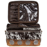 STS Ranchwear Vaquero Glamour STS-34330 Makeup Bag - Spacious Zip Around Unique Full Grain Leather Cowhide Cosmetic Organizer with 2 Compartments