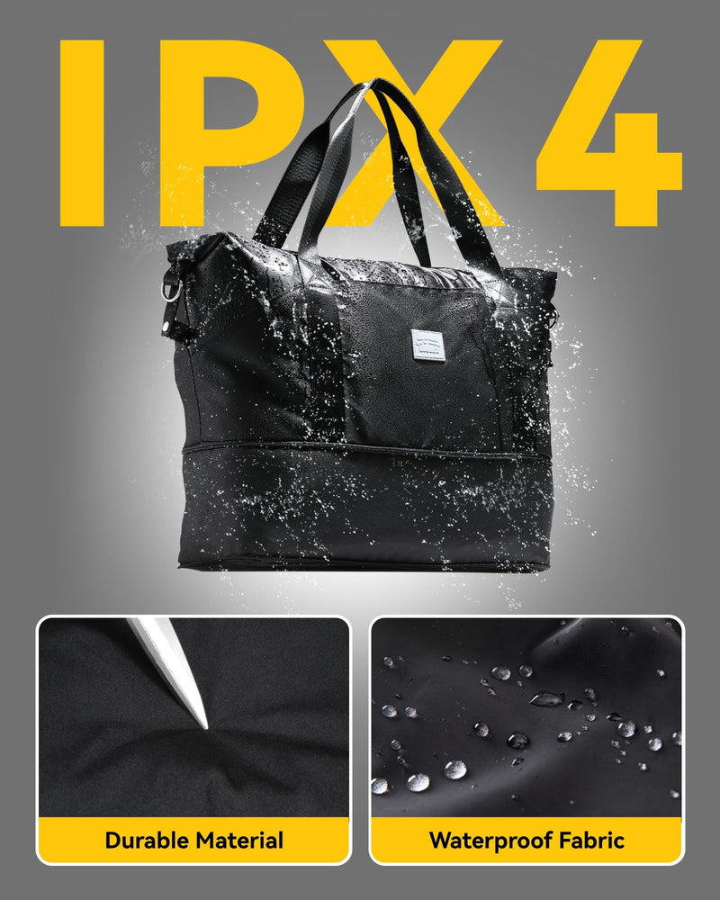 LUGGEX Travel Bags for Woman, Expandable Weekender Carry On Bag, Overnight Tote Bag for Sport Gym Hospital, 11.8x15.7x8.7 Inch