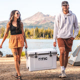 RTIC Ultra-Light 52 Quart Hard Cooler Insulated Portable Ice Chest Box for Beach, Drink, Camping, Picnic, Fishing, Boat, Barbecue, 30% Lighter Than Rotomolded Coolers, White & Grey