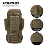 Mardingtop 60L Military Internal Frame Backpack for Hiking,Camping,Hunting,Rucksack Backpack with Rain Cover