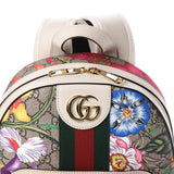 Gucci Soho Backpack Bag Leather Pink Rosette Hibiscus Red Shoulder Italy New