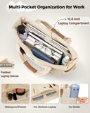 MATEIN HER Puffer Work Bag with Lunch Compartment for Women, Large Quilted Laptop Tote with Padded 15.6 Inch Laptop Compartment, Office Handbag Shoulder Bag with RFID Pocket & Detachable Phone Pouch