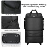 Hanke Suitcases with Wheels Expandable Foldable Luggage Bag Suitcase Collapsible Rolling Travel Bag Duffel Bag for Men Women Lightweight Suitcases without Telescoping Handle, Black