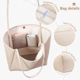 KALIDI 16L Tote Bag Vegan Leather Suede Carry All Shoulder Daily Casual Work Large Hobo Bag for Women Travel Purse, Offwhite