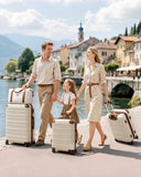 TAKUMI Luggage Sets 5 Piece Lightweight Carry On luggage with Duffel Bag ABS+PC Hardshell Suitcases with YKK zippers Double Spinner Wheels Travel Luggage with TSA Lock(WHITE BROWN, 5 PIECE SET)