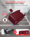 ISLAND ELEPHANT Expandable 20Inch Carry On Luggage Airline Approved - Top Opening Hardside Travel Suitcase Unbreakable -with Cup Holder,USB Charge,Side Pothook, 360°Spinner Wheels, TSA Lock-Wine Red