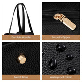 LOVEVOOK Work Tote Bags for Women - PU Leather Laptop Tote Bag for Women with Clutch, Large Capacity Office Purse Computer Briefcase for Casual Business Travel, Black