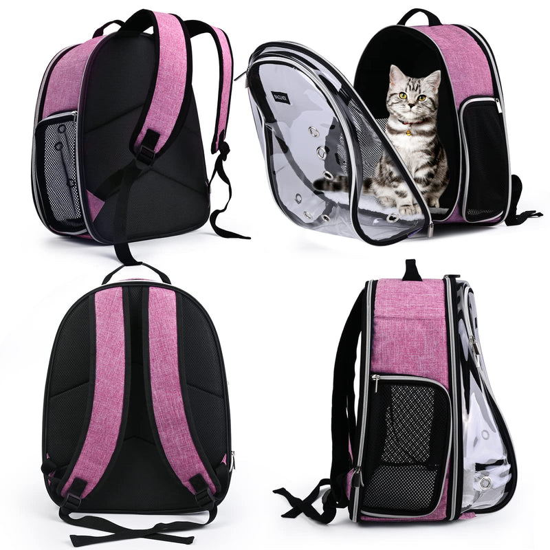 BAGLHER Cat Carrier Backpack Bubble - Fit Up to 18 Lbs - Airline-Approved Dog Backpack Carrier for Small Pets Puppies Dogs Bunny, Space Capsule Dog Carrier Backpack for Travel Outdoor Hiking, Pink