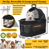 PAWZIDEA Portable Small Dog Crate for Car Travel up to 33lb, Enclosed Dog Car Seat Soft-Sided, Escape-Proof Reversible No-Zip Canopy, Foldable Pet Carrier Seatbelt for Small Medium Puppy & Cats Kennel