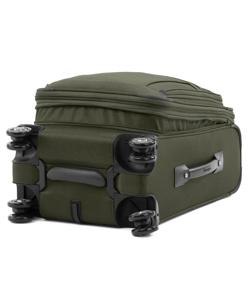 Travelpro Platinum Elite Softside Expandable Carry on Luggage, 8 Wheel Spinner Suitcase, USB Port, Suiter, Men and Women, Pilot Green, Carry On 21-Inch