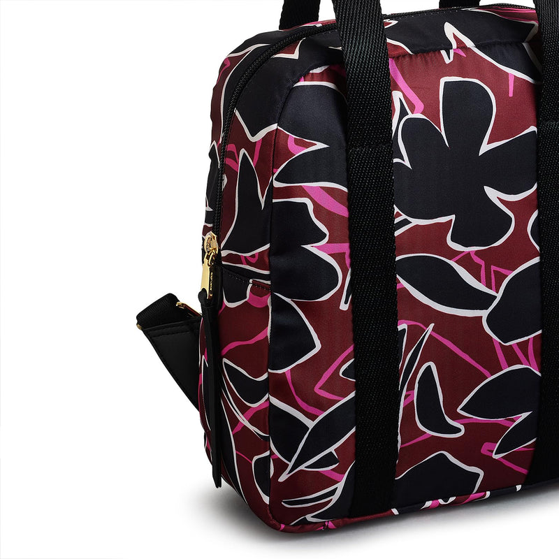 RADLEY London Canford Floral Responsible Small Zip Around Backpack, in Recycled Polyester with Floral Print, Merlot, Small
