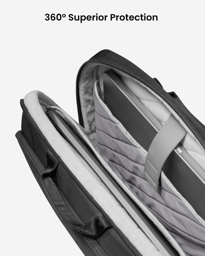 tomtoc 16-inch Dual Compartment Laptop Briefcase for 2 Laptops, Business Protective Laptop Messenger Shoulder Bag for a Laptop+ a Portable Monitor, Water-resistant Multi-functional Computer Work Bag