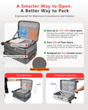 ISLAND ELEPHANT Expandable 20Inch Carry On Luggage Airline Approved - Top Opening Hardside Travel Suitcase Unbreakable -with Cup Holder,USB Charge,Side Pothook, 360°Spinner Wheels, TSA Lock-Grey