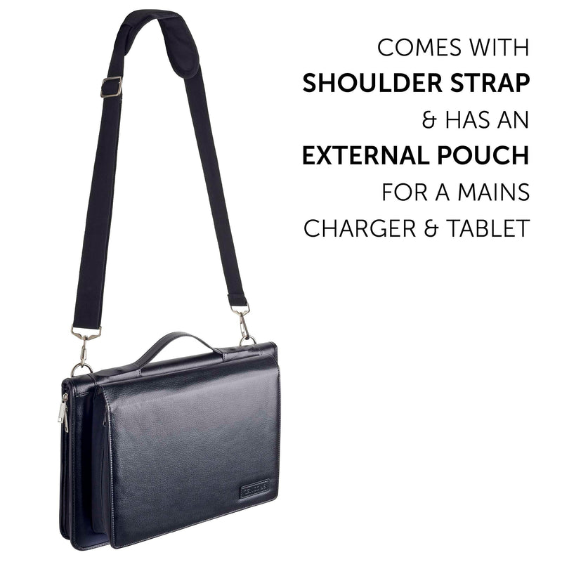 Broonel Black Leather Laptop Messenger Case - Compatible with Lenovo Yoga 7i 16" 2 in 1 Laptop