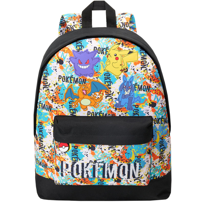 Pokemon Backpack for Kids Teens Boys Girls, Pikachu Anime Backpacks, Bag for Daycare Sports Vacation Travel, School Gift (Multi Graffiti)