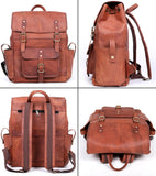 17-inch Brown Mens Leather Backpack Large Vintage Laptop Backpack Leather Bookbag Travel Rucksack For Work, Hiking, Business, & Daily Use Shoulder Bag