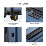 LEVEL8 Luminous Carry on Luggage, 20 Inch Hardside Suitcase Bundle with 4 PC Packing Cubes Organizer Set - Navy Blue