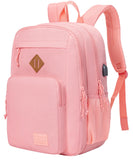 KEOFID Classic Travel backpack for Men and Women, Anti Theft Laptop Backpack with USB Charging Port for Work, Large Bag for College, Water Resistent(Bright Pink)