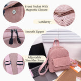 WisePoint Small Backpack Purse, Corduroy Mini Backpack Purse for Women and Girls, Fashion Women Backpack Purse (black)