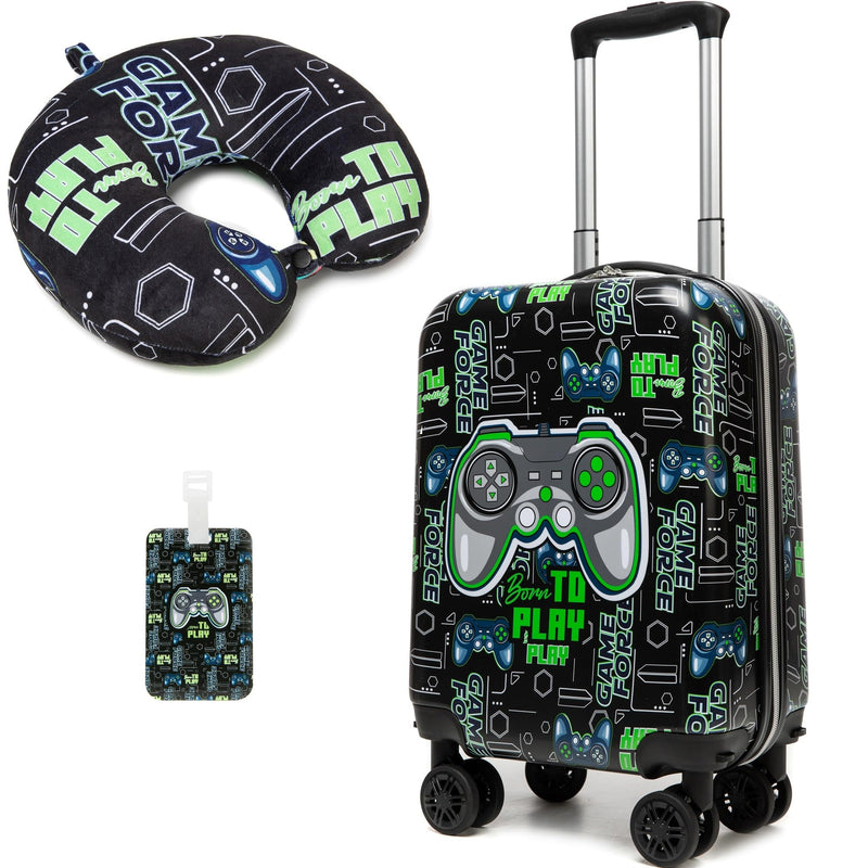 Homskiii Kids Suitcase Set for Boys Hardside Luggage with Spinner Wheels 2 Piece 16inch Toddler Suitcase for Boys Travel Carry on Luggage Airline Approved