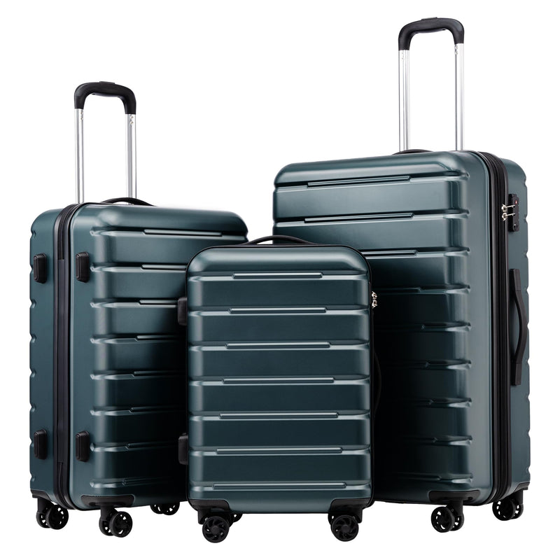 Coolife Luggage 3 Piece Set Suitcase Spinner ABS+PC Hardshell Lightweight TSA Lock USB Port, 20in 24in 28in Carry on Expandable (only 28’’), Navy Blue