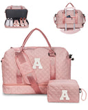 Vogewood Easter Basket Gifts for Women Gift-Birthday Gifts, Initial Duffle Bags with Shoe Compartment, Girls Weekender Bag, Overnight Bag for Women, Travel Bag with Makeup Pouch Gift for Mom(Letter A)