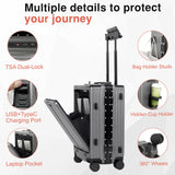 VentureVault Carry On Luggage 22x14x9 Airline Approved Aluminum Frame, 20 Inch Hard Shell Carry On Luggage, Suitcase Carry-on Zipperless Luggage, TSA Approved (Grey)