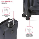 SWISSGEAR Sion Softside Expandable Spinner Luggage Durable Lightweight Travel Suitcase, Dark Grey, 2-Piece Set (21/25)