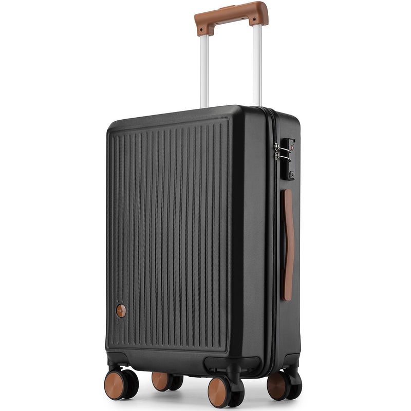 Hulsin Carry on Luggage with Spinner Wheels, 22x14x9 Airline Approved Carry-on Suitcase, Small Hardside Luggage with TSA Lock,Hard Shell Suitcase,Hard Case for Travel (Black, 20-Inch)