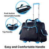 Olympia U.S.A. Deluxe Lightweight Rolling Overnighter Case Overnight Laptop Bag Weekender Travel Carry-On Suitcase Luggage with Wheels and Adjustable Push-Down Handle