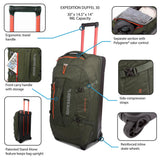 Eddie Bauer Expedition Rolling Duffel Bag with Wheels | Travel | Check-In | Luggage | Rugged | Durable - True Blue, 30"