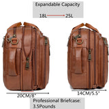 Baosha Vegan Leather Laptop Backpack Briefcase Hybrid 15.6 Inch Laptop Travel Backpack Hiking College Backpack for Men BC-04 (Brown)