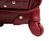Kathy Van Zeeland Croco PVC Designer Luggage - Lightweight Expandable 20 Inch Carry on Suitcase for Women - Small Durable Bag with 4-Rolling Spinner Wheels (Burgundy)